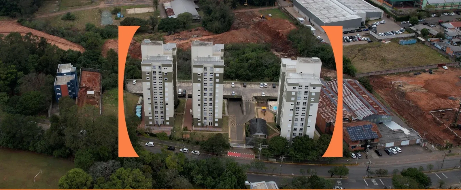 Vista aérea do Residencial Porto Brasil+ em Campo Bom, entregue pela Construtora Concisa em 2019/2020